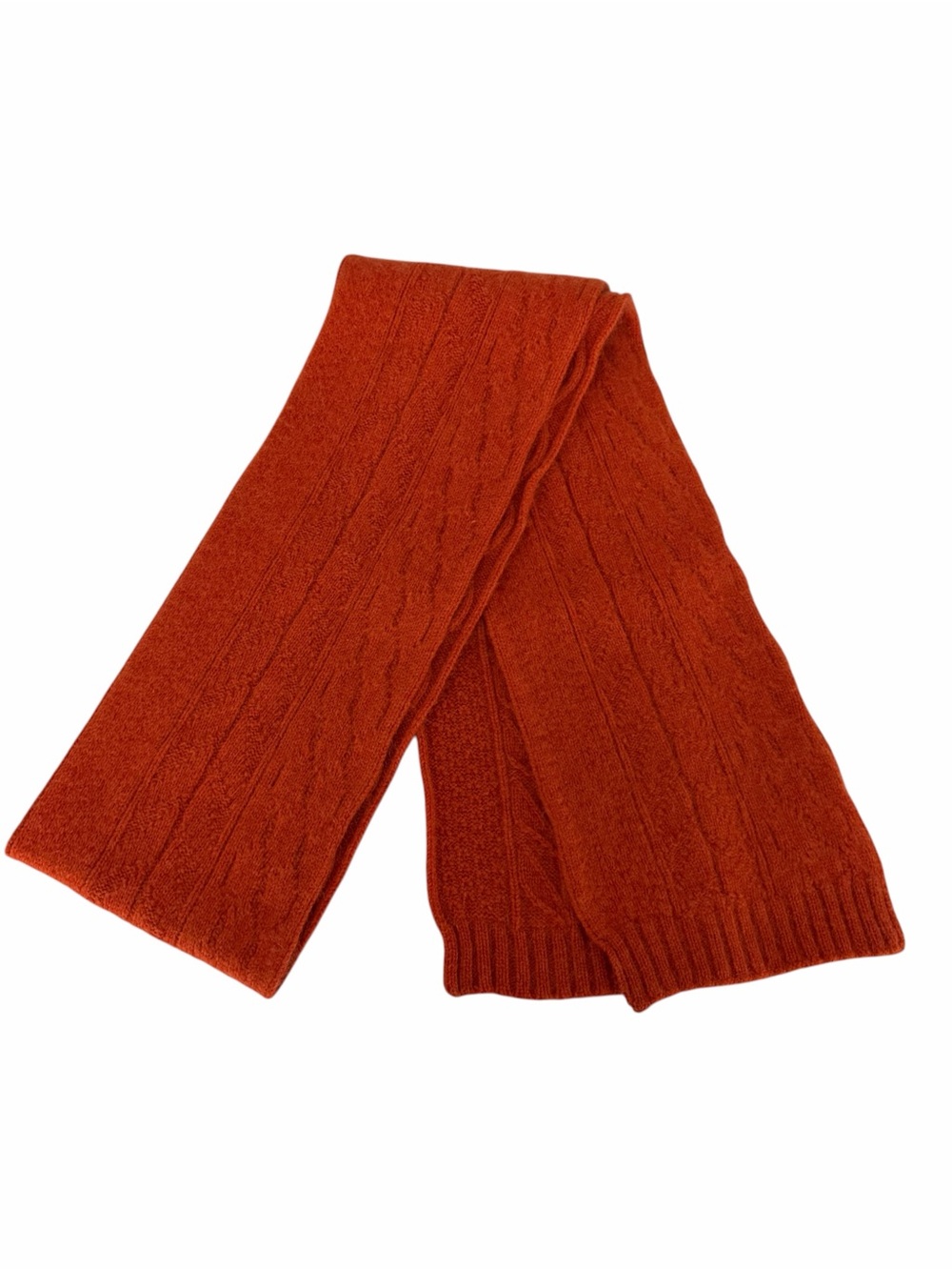 SIMONS Rust Orange Lambswool Angora Blend Ribbed Knit Scarf